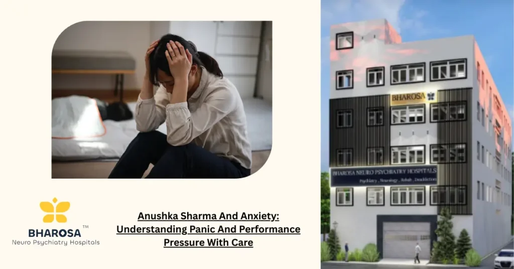 Anushka Sharma And Anxiety: Understanding Panic And Performance Pressure With Care 5 Anushka Sharma and Anxiety depicted through a calm, reflective portrait highlighting the emotional impact of panic and performance pressure