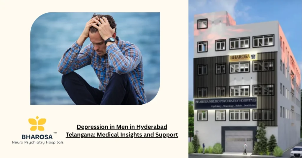 Man showing signs of Depression in Men in Hyderabad Telangana in an urban setting.