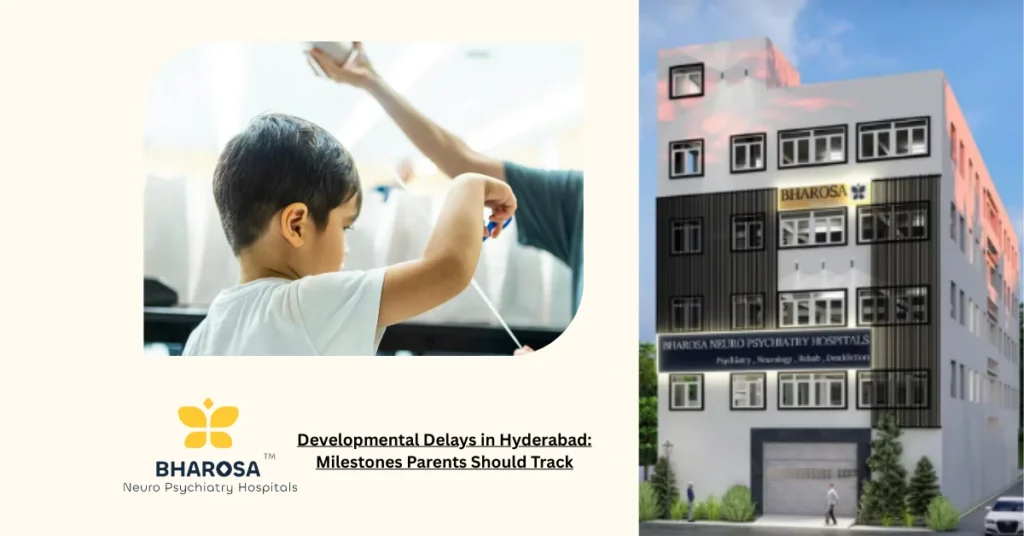 Developmental Delays in Hyderabad: Milestones Parents Should Track 1 Developmental Delays in Hyderabad child evaluation by therapist at Bharosa Hospital