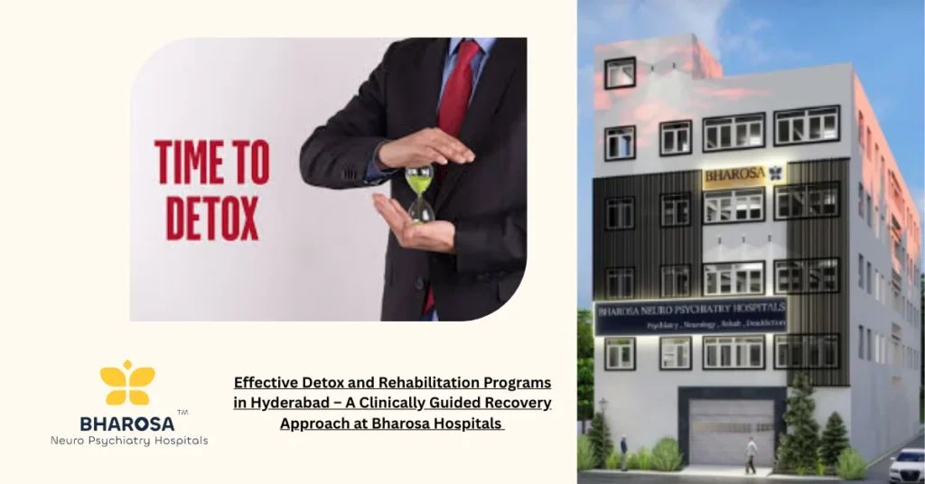 Effective Detox and Rehabilitation Programs in Hyderabad therapy session at Bharosa Hospitals