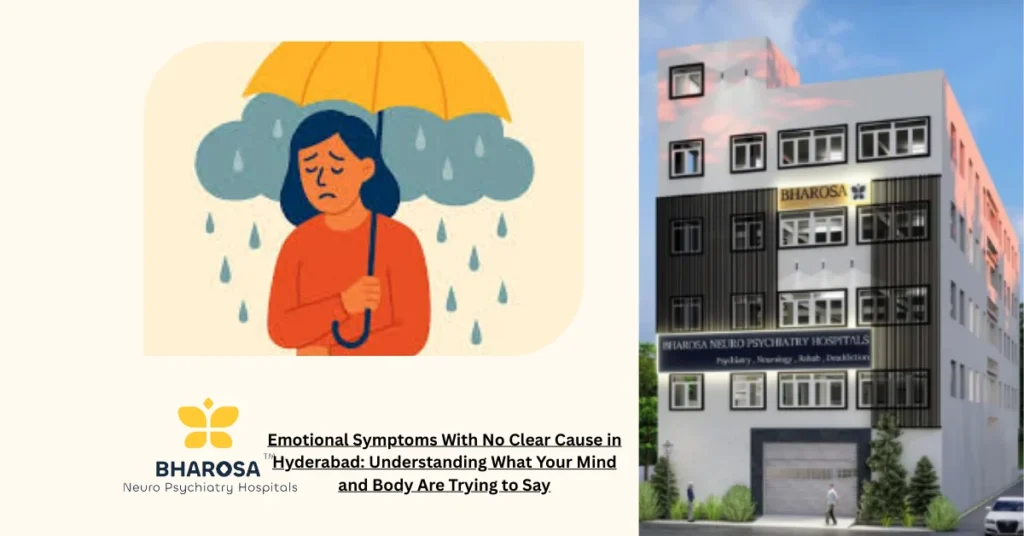 Young man struggling with Emotional Symptoms With No Clear Cause in Hyderabad.