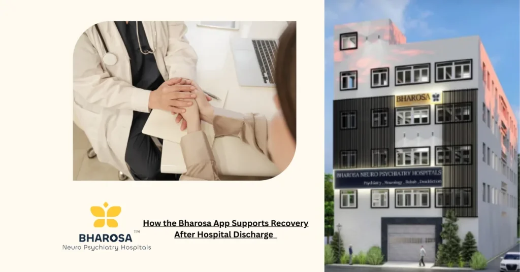 Patient using Bharosa App for post-discharge psychiatry consultation in Hyderabad