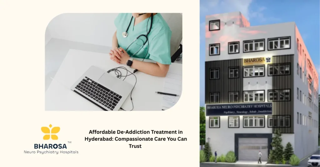 Doctor counseling a patient during affordable de-addiction treatment in Hyderabad
