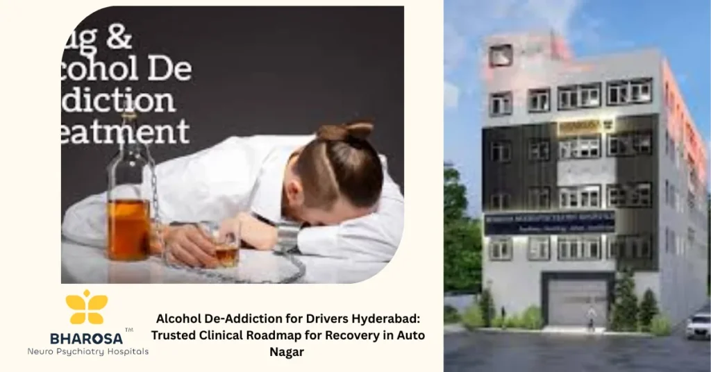 Truck drivers in Hyderabad receiving Alcohol De-Addiction for Drivers Hyderabad counseling at a liver detox hospital.