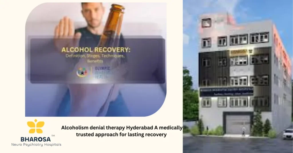 Alcoholism denial therapy Hyderabad with psychiatrist and patient in clinical setting