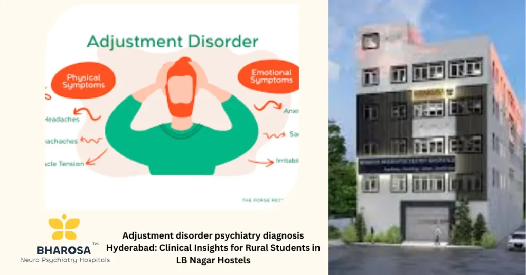 Rural students in Hyderabad hostel seeking adjustment disorder psychiatry diagnosis Hyderabad