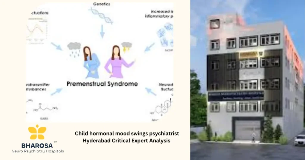 Child hormonal mood swings psychiatrist Hyderabad consulting with young patient and family in Hyderabad clinic