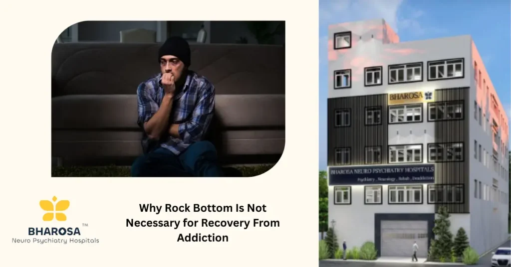 Why Rock Bottom Is Not Necessary for Recovery From Addiction The idea that a person must “hit rock bottom” before they can recover from addiction is deeply ingrained in popular culture. Movies, social narratives, and even well-meaning advice often suggest that people only seek help once everything has collapsed. This belief, however, is not only inaccurate, it can be dangerous. Recovery from addiction does not require total loss, crisis, or catastrophe. Waiting for rock bottom often delays treatment, increases harm, and worsens outcomes. Modern addiction science shows that early intervention, insight, and support lead to far more stable recovery than waiting for irreversible damage. Understanding why rock bottom is not necessary for recovery from addiction helps individuals and families seek help sooner, with less fear and shame. Where the “Rock Bottom” Myth Comes From The belief that recovery requires rock bottom emerged largely from older addiction models and anecdotal narratives. These stories often highlight dramatic turning points like job loss, family breakdown, legal trouble, or medical emergencies as catalysts for change. While some people do seek help during crises, this does not mean crisis is required. The myth persists because: • Dramatic stories are more visible • Quiet recovery is less talked about • Suffering is wrongly equated with motivation • Addiction is still misunderstood as a moral issue In reality, addiction exists on a spectrum, and recovery can begin at any point along it. Why Waiting for Rock Bottom Is Harmful Delaying treatment until rock bottom can lead to preventable damage. Waiting often results in: • Worsening physical health • Increased mental health complications • Stronger dependence • Loss of relationships • Legal or financial consequences • Higher relapse risk Many people never reach a dramatic “bottom” because functioning masks the severity of dependence. Others reach a point where recovery becomes medically and psychologically harder. Early recovery is not weakness. It is prevention. Addiction Progresses Gradually, Not Suddenly Addiction rarely begins with crisis. It develops through stages. Early signs may include: • Increased tolerance • Using substances to cope with stress • Subtle loss of control • Emotional dependence • Rationalising use At this stage, individuals may still be working, studying, or managing family roles. Waiting for collapse ignores the reality that addiction has already taken hold. Recovery is most effective when these early signs are addressed. Motivation Does Not Require Destruction A common argument for rock bottom is that “people won’t change unless things get bad enough.” Research and clinical experience show otherwise. People seek recovery due to: • Growing self-awareness • Concern for health • Emotional exhaustion • Fear of future loss • Desire for stability • Supportive intervention Change can come from insight, not only from pain. High-Functioning Addiction and the Rock Bottom Trap Many individuals live with addiction while appearing outwardly stable. High-functioning addiction may involve: • Steady employment • Social engagement • Family responsibilities • Financial independence Because there is no visible collapse, help is often delayed. These individuals are frequently told they are “not bad enough” to need treatment. This belief prevents early recovery and increases long-term risk. The Role of Shame in Delaying Recovery The rock bottom narrative fuels shame. People may think: • “I’m not bad enough yet” • “Others deserve help more” • “I should be able to stop on my own” Shame discourages help-seeking and reinforces secrecy. Recovery improves when addiction is treated as a health condition, not a moral failure. What Early Recovery Actually Looks Like Recovery does not require dramatic intervention. It often begins quietly. Early recovery may involve: • Acknowledging loss of control • Seeking information • Talking to a professional • Reducing use safely • Addressing emotional triggers These steps prevent deeper dependence and reduce long-term harm. Families Often Wait Too Long as Well Loved ones are often advised to “let them hit bottom.” This approach can: • Enable further harm • Increase resentment • Delay medical care • Miss intervention windows Supportive, structured help is more effective than passive waiting. Medical and Psychological Risks of Rock Bottom Rock bottom can involve serious consequences. Medical risks include: • Overdose • Organ damage • Withdrawal complications Psychological risks include: • Depression • Anxiety disorders • Suicidal ideation • Trauma Recovery should aim to prevent these outcomes, not rely on them. Addiction Recovery Is a Health Decision, Not a Punishment Modern addiction care emphasises prevention, early treatment, and dignity. Recovery is strongest when: • Help is accessible • Treatment is non-judgmental • Intervention is timely • Mental health is addressed No one benefits from unnecessary suffering. Professional Help Without Crisis Is Still Valid Seeking treatment early does not mean addiction is “severe enough.” Professional care can: • Clarify diagnosis • Prevent escalation • Address emotional drivers • Build coping strategies • Reduce relapse risk Early treatment often leads to shorter, more stable recovery journeys. Addiction Treatment at Bharosa Neuropsychiatry Hospitals At Bharosa Neuropsychiatry Hospitals, addiction is treated as a medical condition that deserves early, ethical care. Treatment focuses on: • Comprehensive psychiatric assessment • Individualised de-addiction plans • Emotional regulation and therapy • Medication when clinically required • Long-term recovery support The goal is stability, not crisis-driven intervention. Continuing Support Through Online Psychiatric Care Recovery is an ongoing process. Online psychiatric consultations help with: • Early intervention • Follow-up care • Mental health monitoring • Relapse prevention Bharosa Neuropsychiatry Hospitals offers online psychiatric consultations to support recovery at every stage. You Don’t Have to Lose Everything to Start Healing Waiting for rock bottom is not strength. It is risk. Recovery can begin with awareness, choice, and support, long before irreversible damage occurs. Frequently Asked Questions (FAQs) 1. Do people recover without hitting rock bottom? Yes. Many recover through early intervention without experiencing major life crises. 2. Why do people believe rock bottom is necessary? It comes from outdated models and dramatic recovery stories, not medical evidence. 3. Is early treatment less effective? No. Early treatment often leads to better long-term outcomes. 4. Can families intervene before things get worse? Yes. Supportive, professional intervention is often more effective than waiting. rock bottom not necessary for addiction recovery