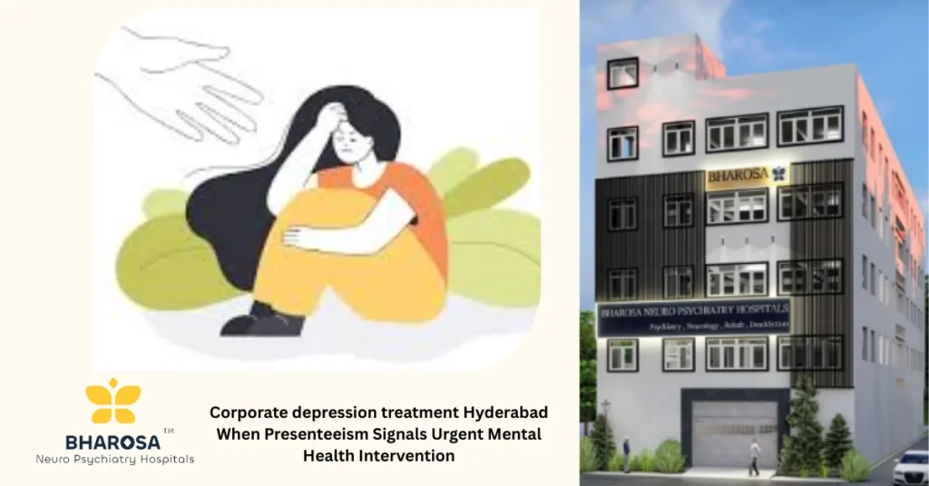 IT professional seeking corporate depression treatment Hyderabad in an office setting