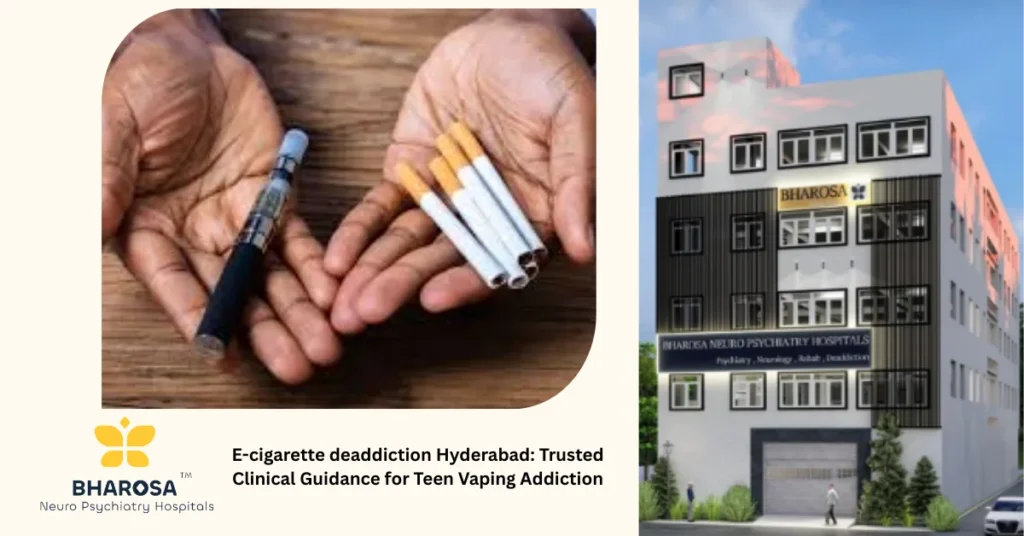 Clinical team guiding family through E-cigarette deaddiction Hyderabad treatment for teen vaping