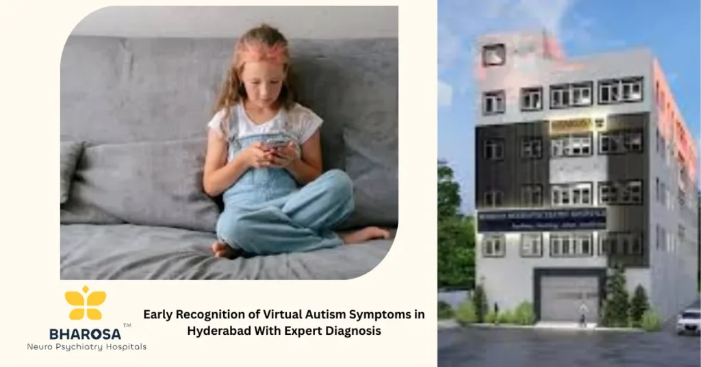 Child displaying virtual autism symptoms in Hyderabad with expert diagnosis as parents look on with concern