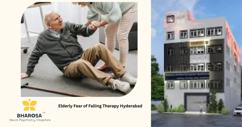 Elderly Fear of Falling Therapy Hyderabad physical therapist supporting senior Indian woman
