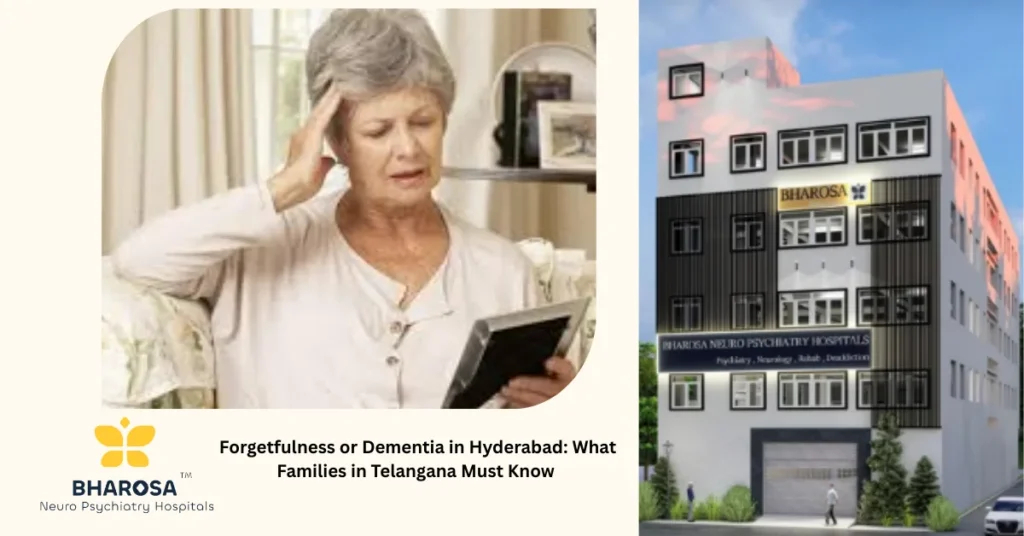 Family evaluating symptoms of forgetfulness or dementia in Hyderabad via online consultation