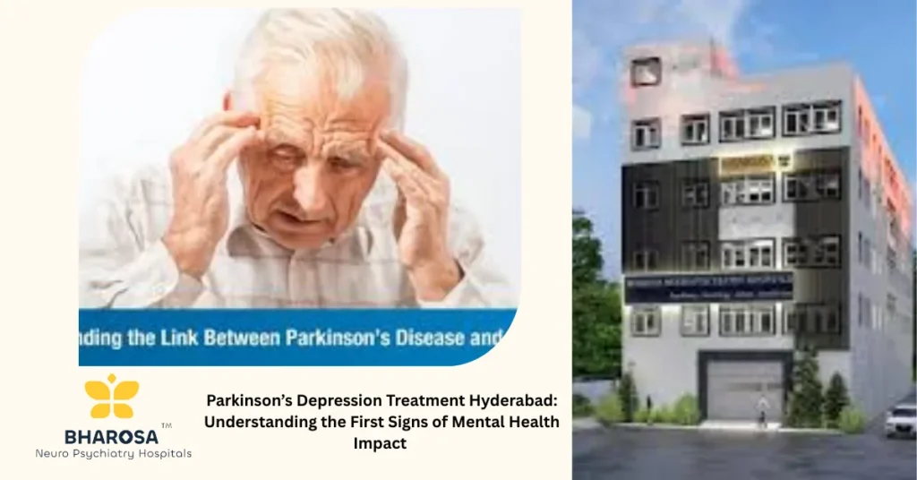 Elder care psychiatrist discussing Parkinson’s depression treatment Hyderabad with an elderly patient at Bharosa Neuro-Psychiatry Hospitals.