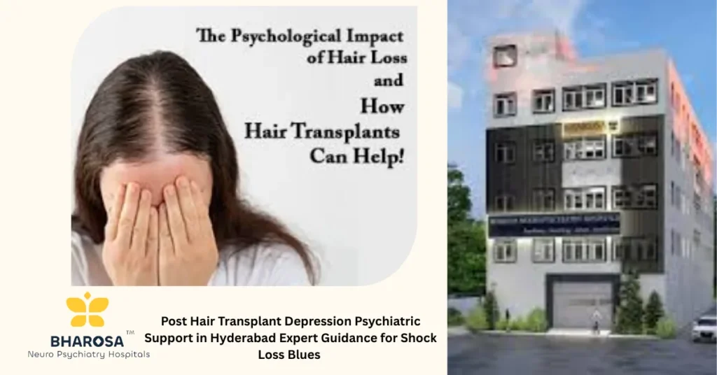 Male patient reflecting emotionally after a hair transplant session Post Hair Transplant Depression Psychiatric Support in Hyderabad
