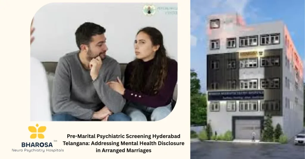 Young couple and family in Pre-Marital Psychiatric Screening Hyderabad Telangana consultation with psychiatrist