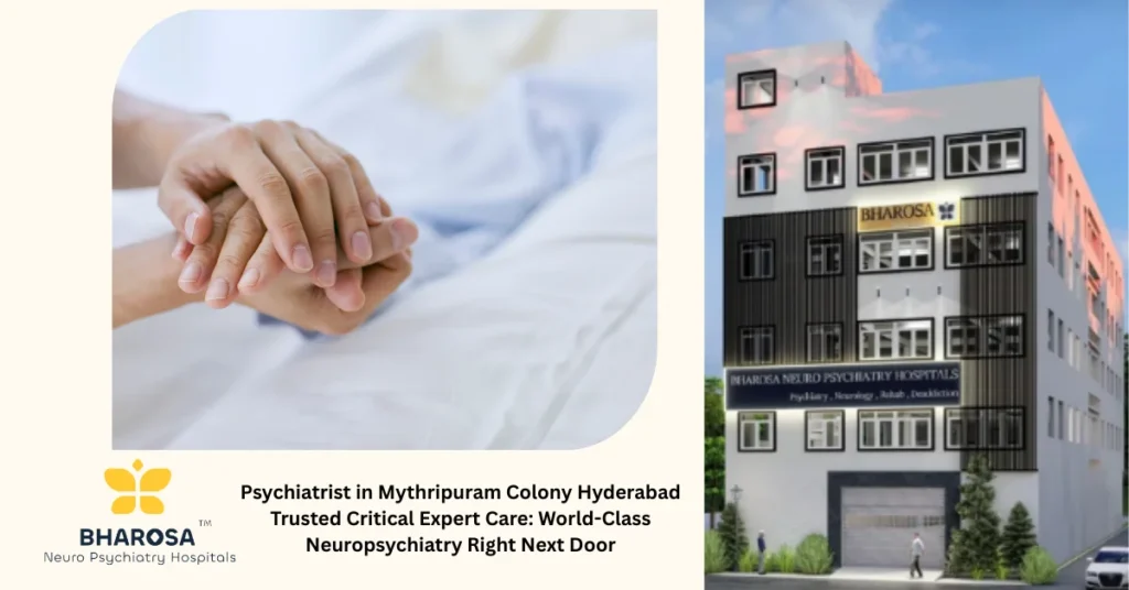 Psychiatrist in Mythripuram Colony Hyderabad Trusted Critical Expert Care hospital reception area at Bharosa Hospitals welcoming patients