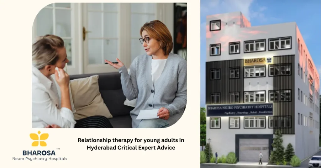 Relationship therapy for young adults in Hyderabad Critical Expert Advice 8 Couple and therapist in confidential session for relationship therapy for young adults in Hyderabad