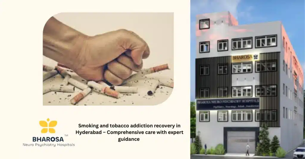 Smoking and tobacco addiction recovery in Hyderabad – Comprehensive care with expert guidance 9 Individual undergoing smoking and tobacco addiction recovery in Hyderabad with therapist assistance