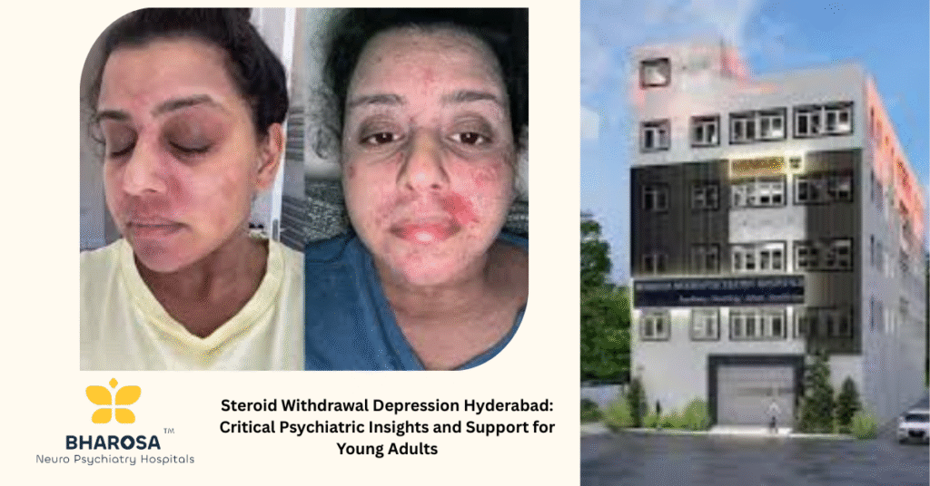 Young man showing signs of Steroid Withdrawal Depression Hyderabad in a Hyderabad gym setting