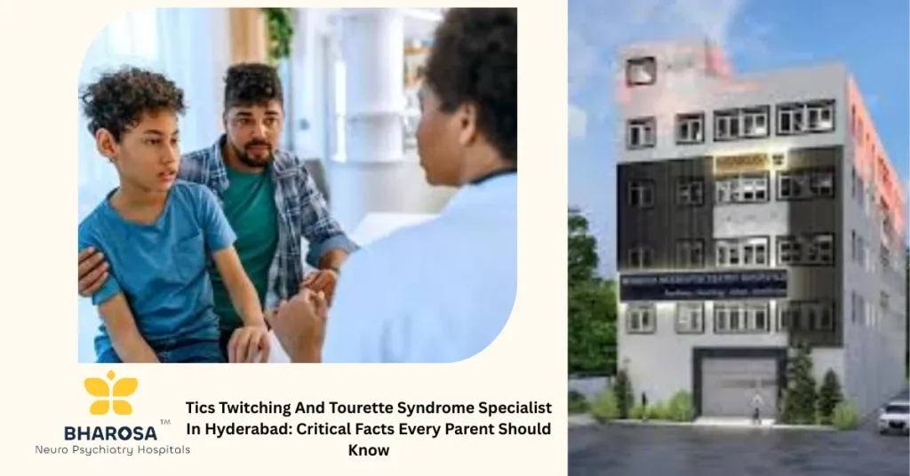 Caring pediatric neurologist at Bharosa Neuro-Psychiatry Hospitals evaluating child with Tics Twitching And Tourette Syndrome Specialist In Hyderabad