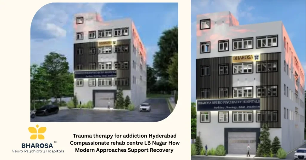 Family and psychiatrist engaging in trauma therapy for addiction Hyderabad Compassionate rehab centre LB Nagar