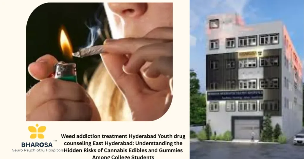 Parent counseling a student about edible cannabis dangers for weed addiction treatment Hyderabad Youth drug counseling East Hyderabad