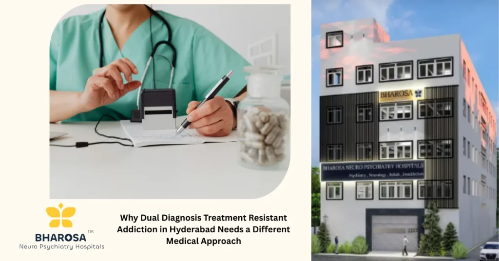 Dual diagnosis treatment resistant addiction in Hyderabad psychiatric evaluation session