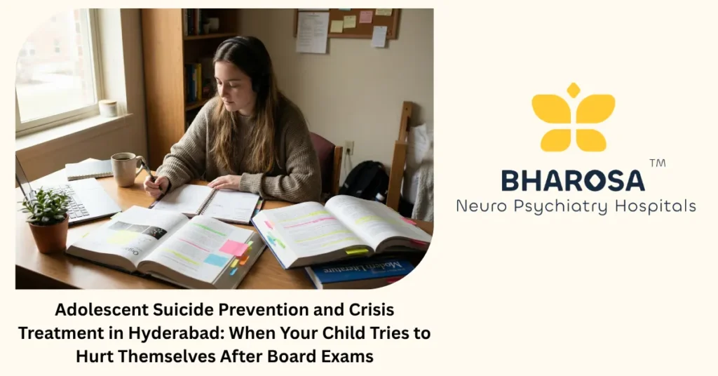 Adolescent Suicide Prevention and Crisis Treatment in Hyderabad: When Your Child Tries to Hurt Themselves After Board Exams 5 Adolescent suicide prevention treatment in Hyderabad — 24/7 crisis psychiatric care at Bharosa Hospitals