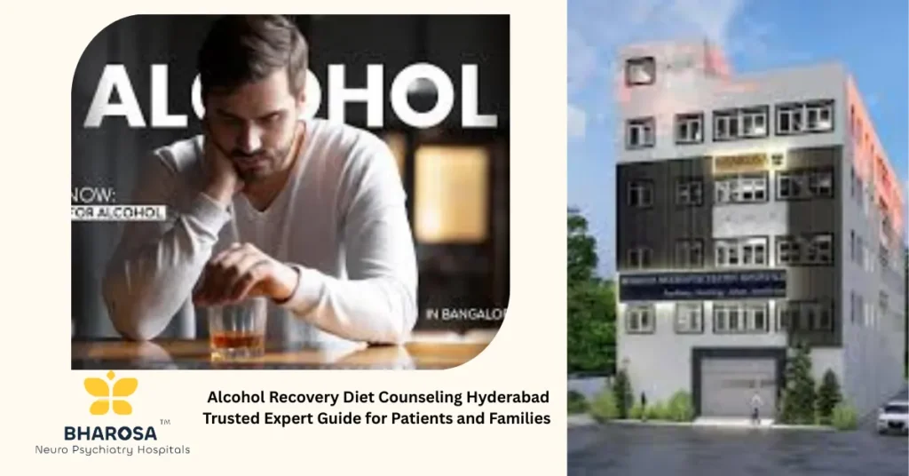 Alcohol Recovery Diet Counseling Hyderabad nutritionist explaining sugar craving management during family session