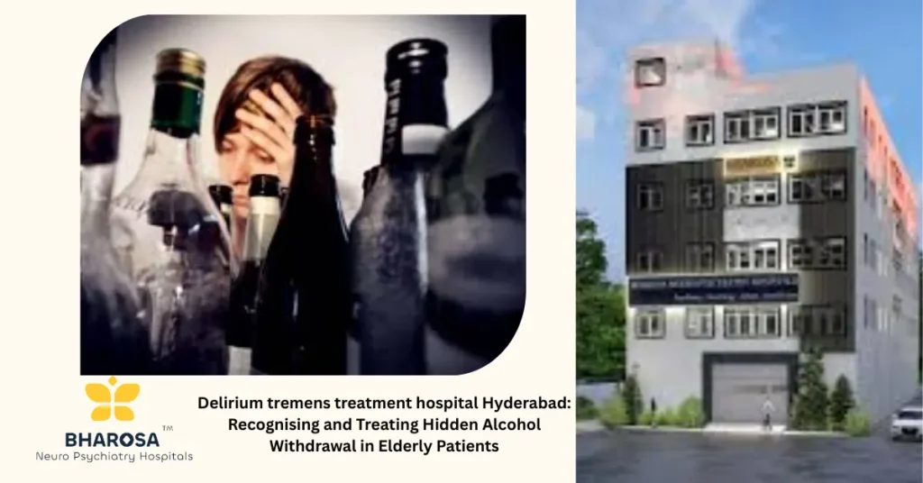 Elderly patient receiving care at delirium tremens treatment hospital Hyderabad