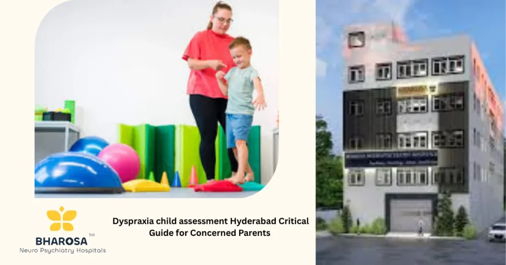 Pediatric occupational therapy during Dyspraxia child assessment Hyderabad in a hospital therapy room