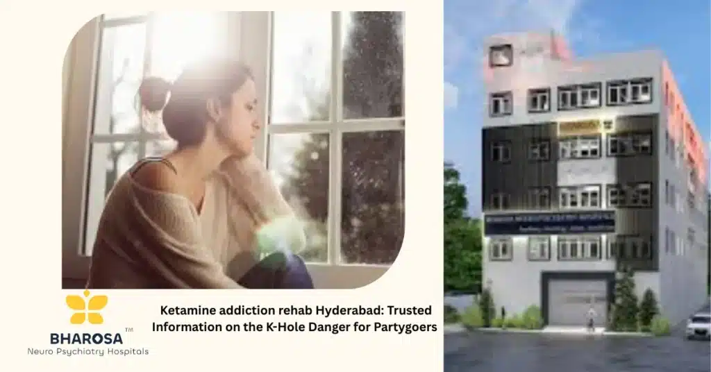 Clinician counseling young adult on ketamine addiction rehab Hyderabad