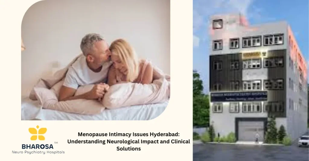 Menopause Intimacy Issues Hyderabad: Understanding Neurological Impact and Clinical Solutions 3 Mature couple discussing menopause intimacy issues Hyderabad in supportive environment