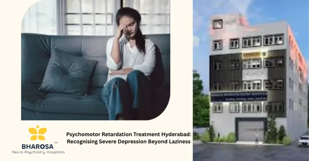 Patient with psychomotor retardation treatment Hyderabad struggling to lift a spoon due to severe depression