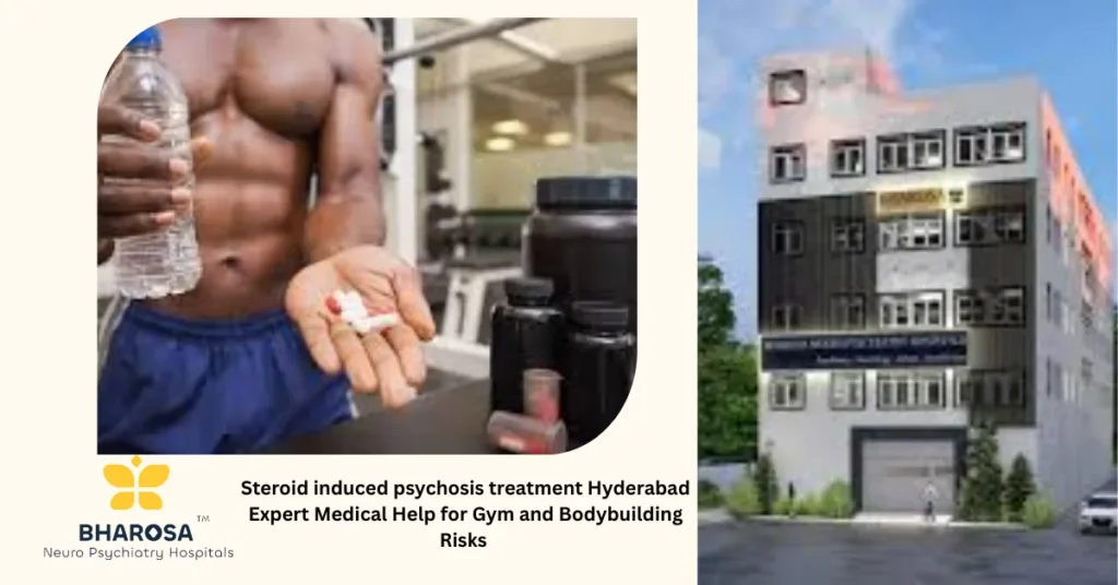 Steroid induced psychosis treatment Hyderabad Expert Medical Help for Gym and Bodybuilding Risks 1 Steroid induced psychosis treatment Hyderabad patient in gym with family and psychiatrist