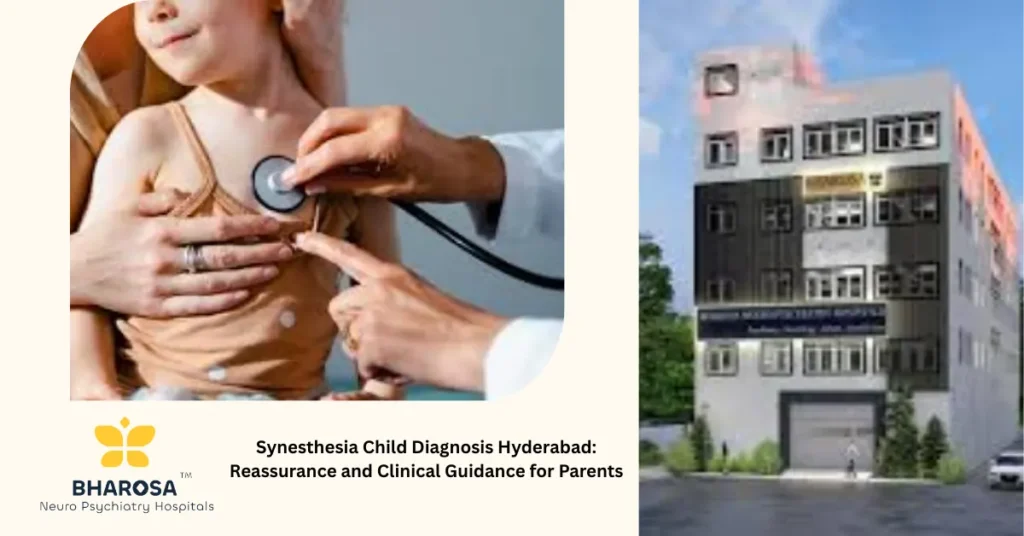 Synesthesia Child Diagnosis Hyderabad: Reassurance and Clinical Guidance for Parents 7 Child receiving synesthesia child diagnosis Hyderabad with supportive doctor in classroom setting