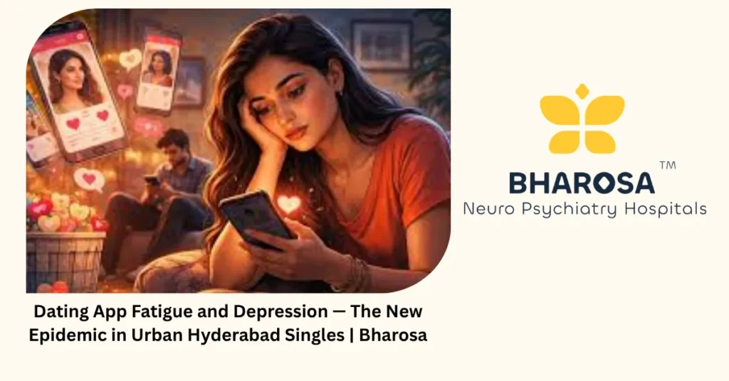 Dating App Fatigue and Depression — The New Epidemic in Urban Hyderabad Singles | Bharosa 3 Dating app fatigue and depression — 6 signs Tinder and Bumble are breaking you — Bharosa Hyderabad